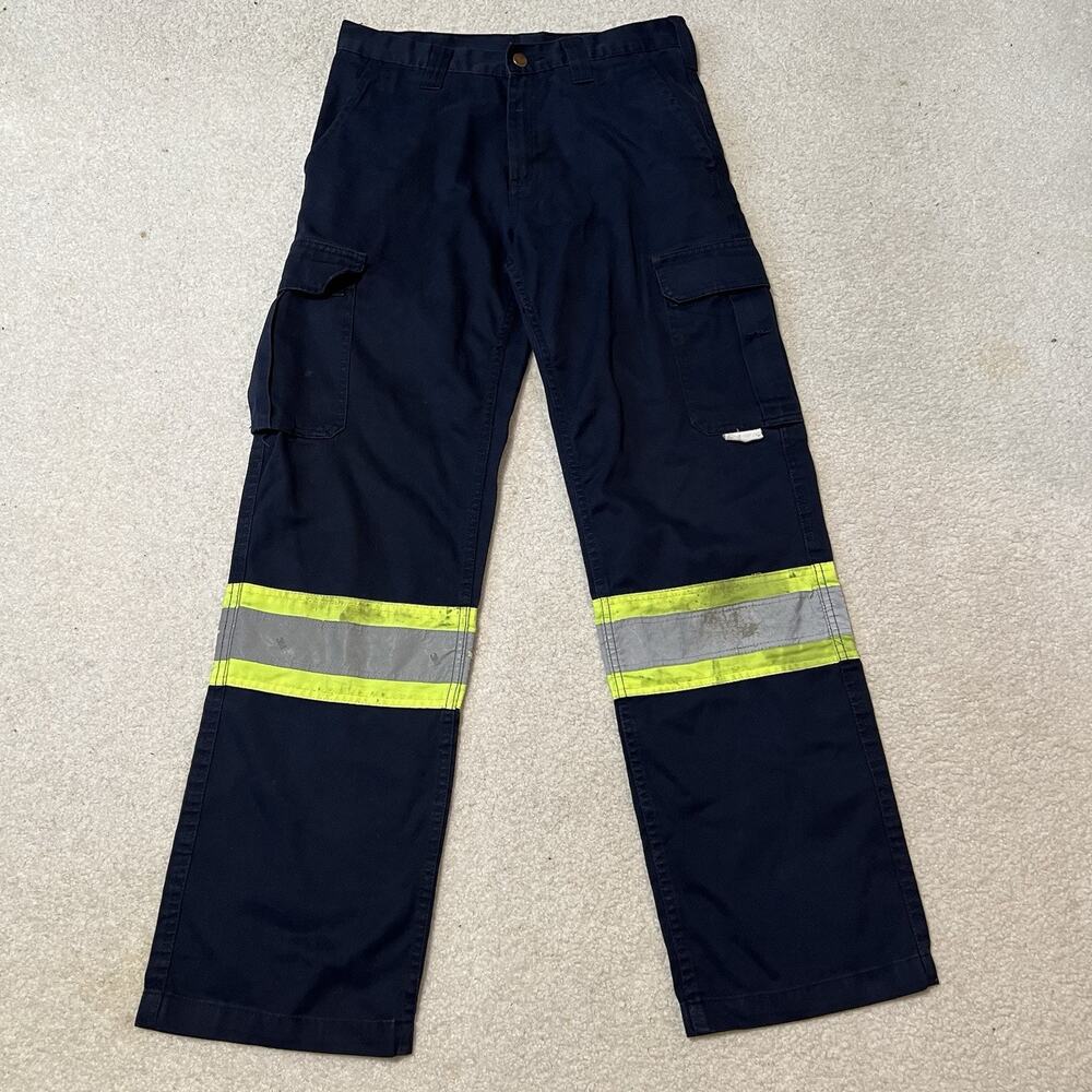 Tough Duck S607 Safety Cargo Work Pants 3M Reflective Hi Vis Blue 30x32 Utility